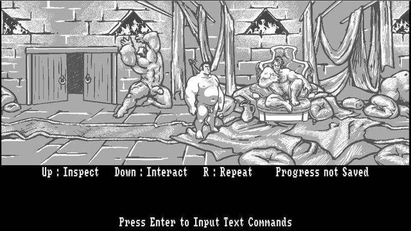 Pencil-drawn tavern scene in a point-and-click adventure — See No Evil screenshot.