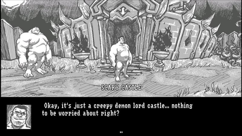 Hand-drawn gothic town scene with several figures — See No Evil screenshot.