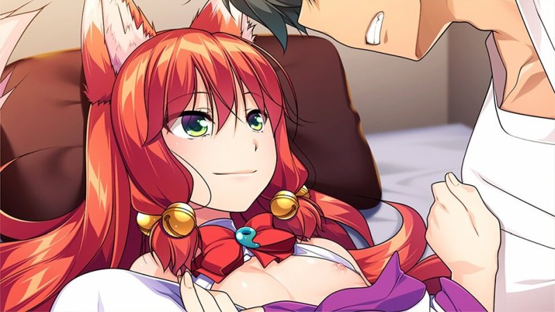 Anime character illustration in a dialogue scene — Trap Shrine screenshot.